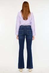Kancan High Rise Double Waistband Flare Jeans - Stylish Dark Wash Denim
